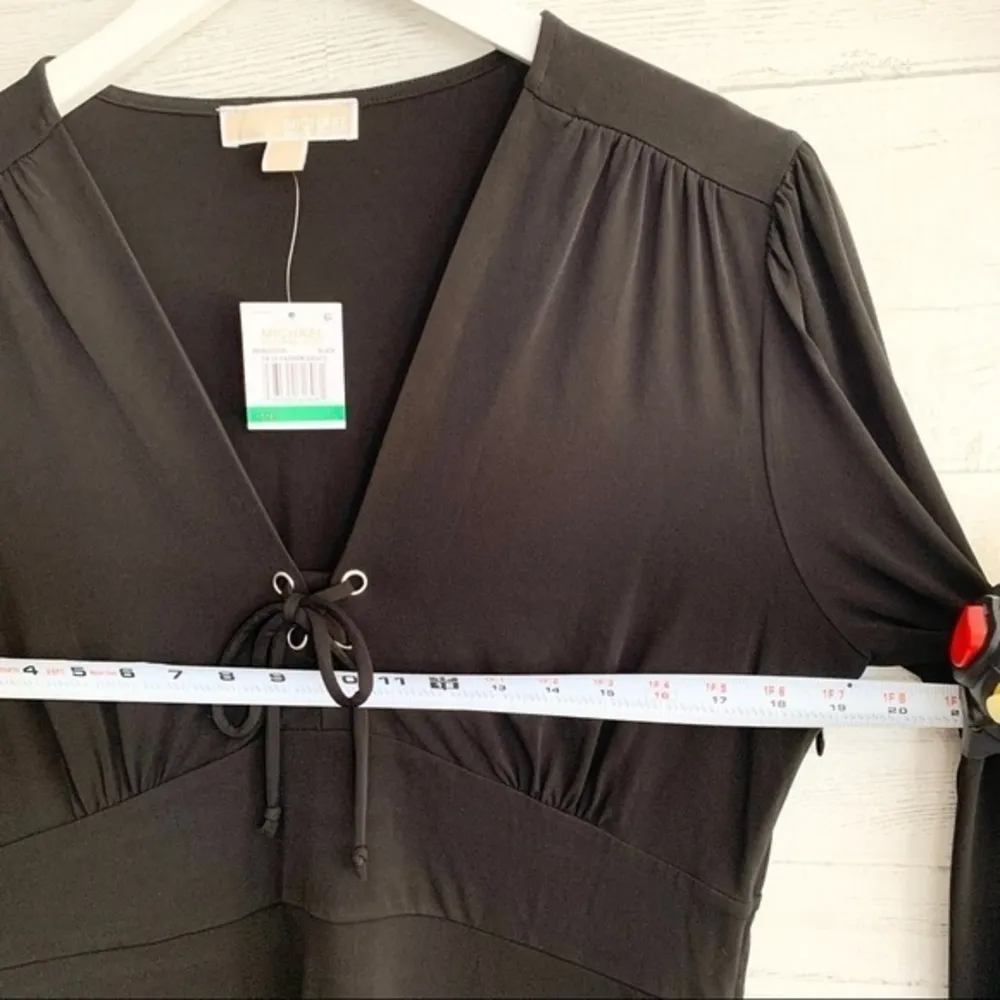 Michael Kors  Black Ruffle Long Sleeve Dress Size Large - Image 10