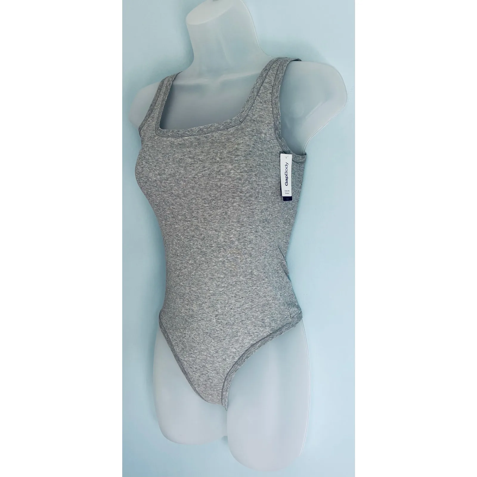 Gap Body Cotton Rib Bodysuit Small Gray - Image 2