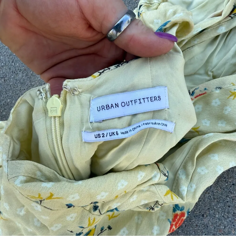 Urban Outfitters Mabel Floral Sleeveless High Neck Mini Dress Keyhole Back US 2 - Image 6