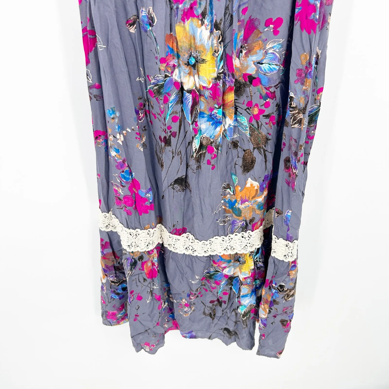 Pink Blush Resortwear Vacay‎ Boho Lace Crochet Off Shoulder Floral Maxi Dress S - Image 5