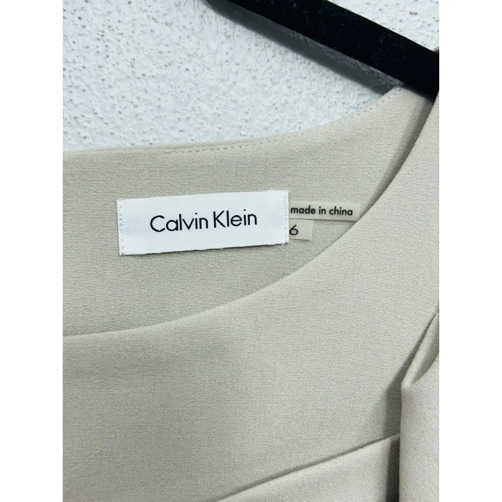 Calvin Klein Sheath Dress Size 6 Beige Sleeveless Wedding Guest Career Office - Image 3