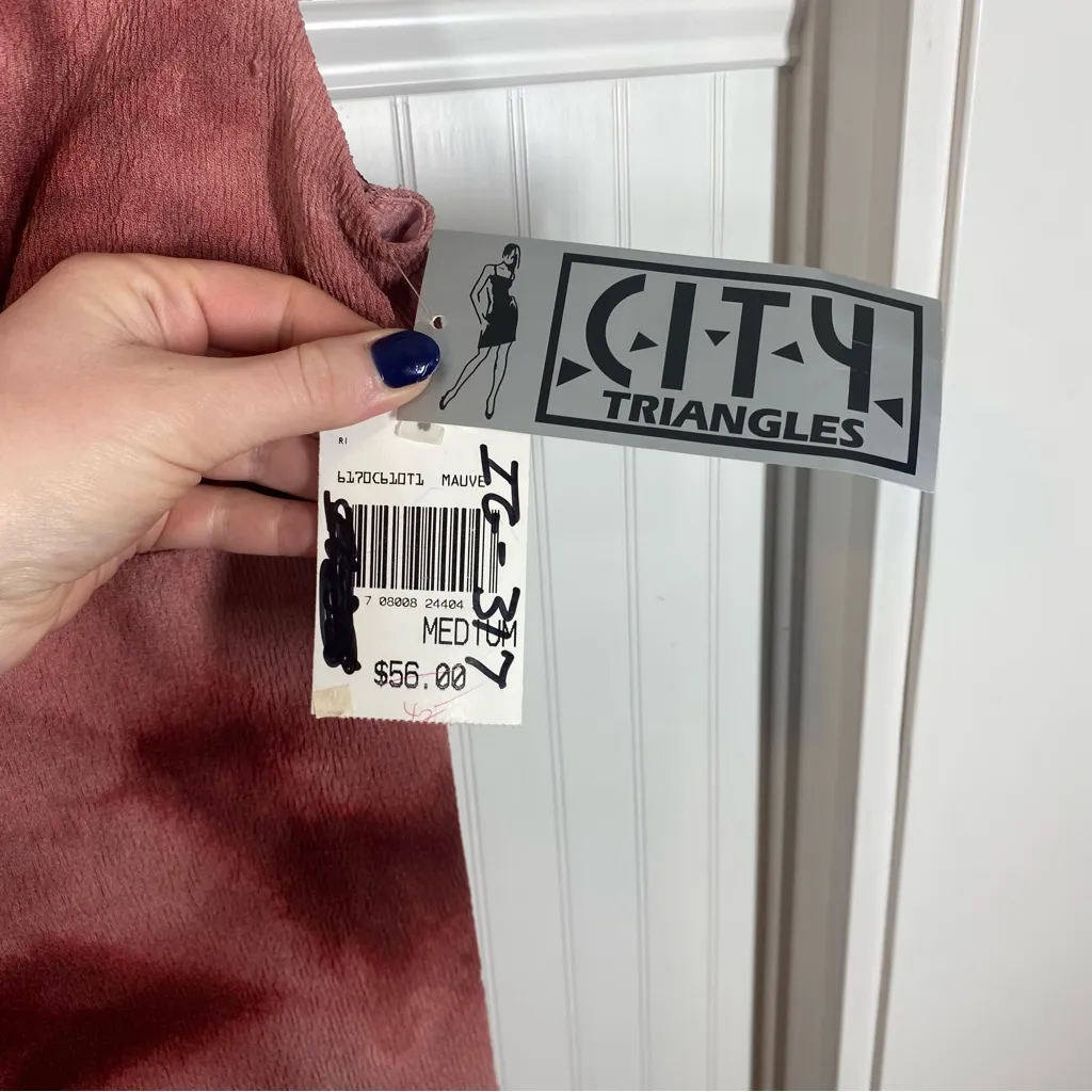 Vintage 90s/Y2K City Triangles Flouncy Mini/Midi‎ Dress Tie Straps Flirty medium - Image 4