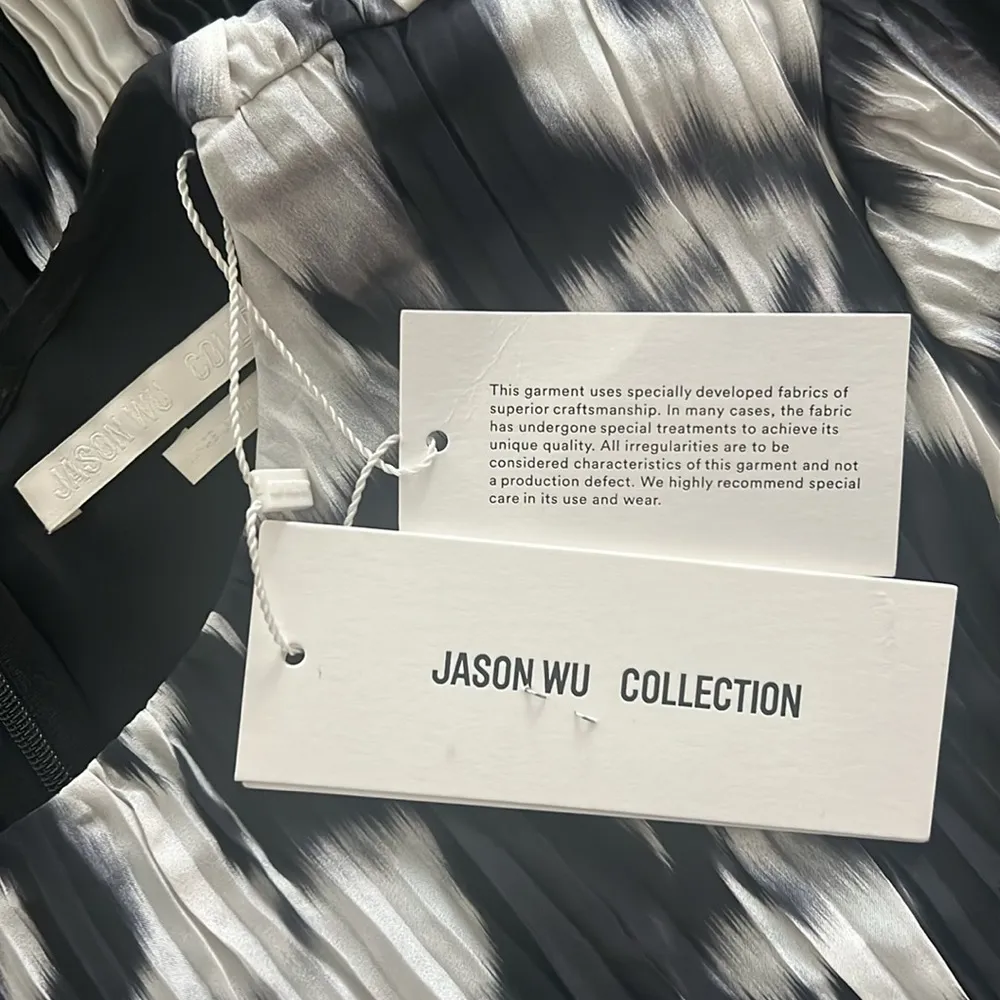 Jason Wu Collection Lace-Paneled Floral Plissé Silk-Satin Midi Dress, NWT, Size4 - Image 15