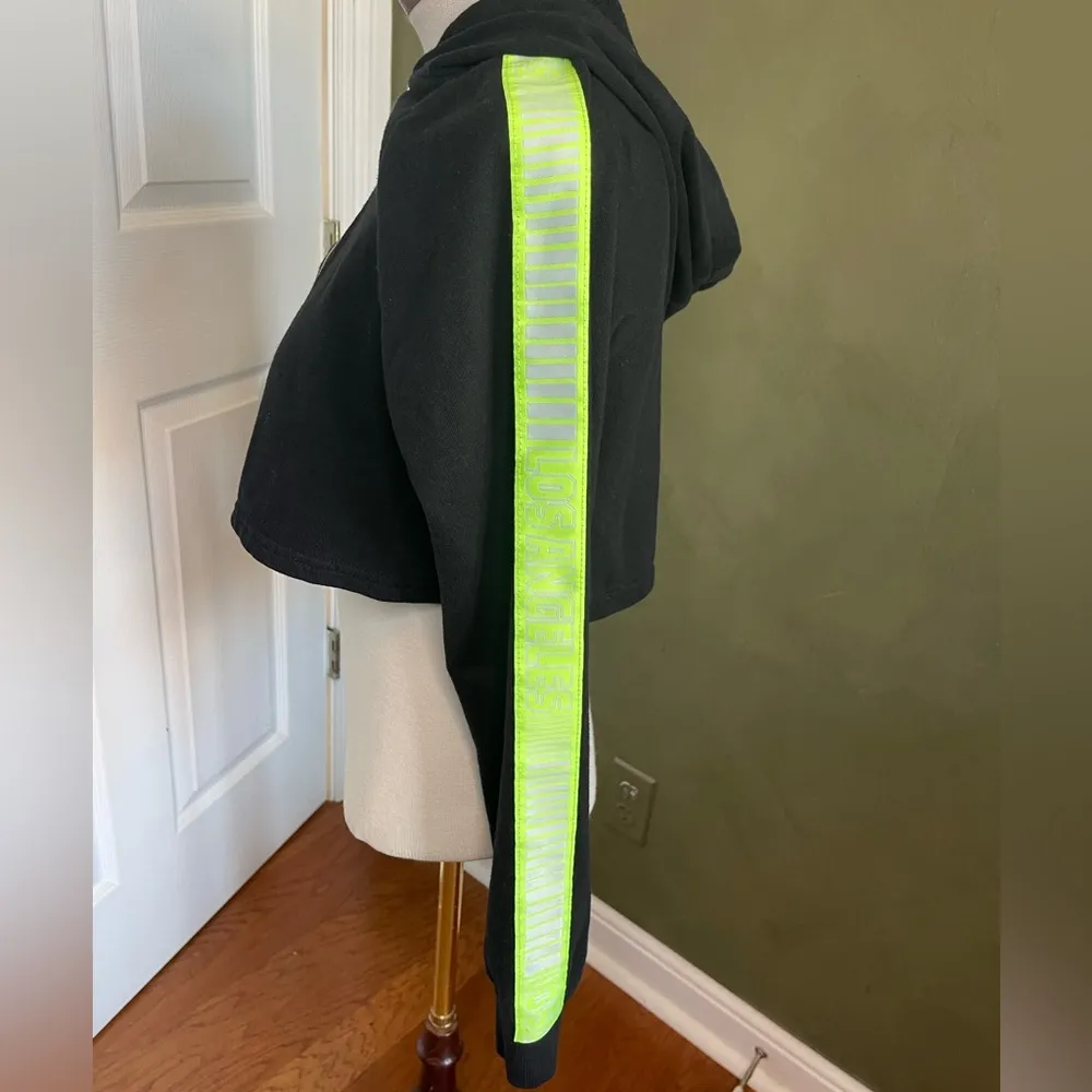 Forever 21 cropped zipper hoodie Los Angeles reflector stripe Size Small - Image 4