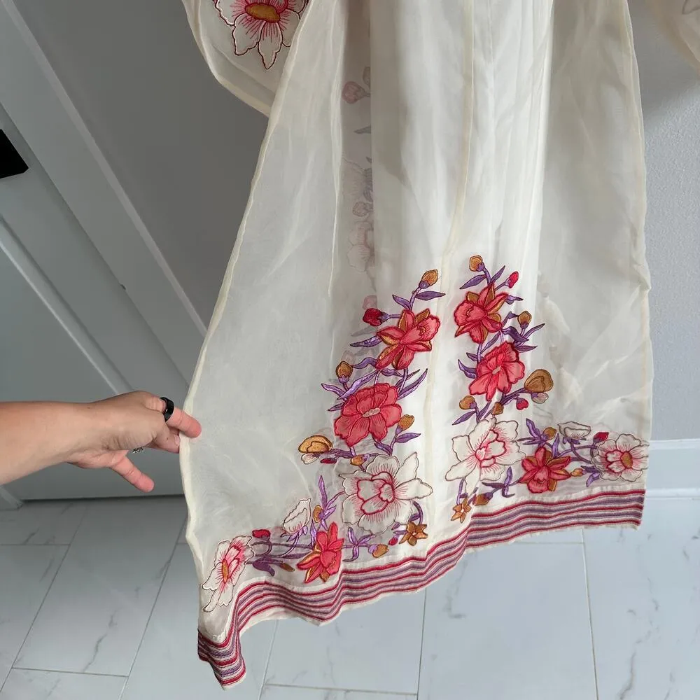 Karen Millen Petite Floral Embroidery Organdie Woven Midi Dress size 2 - Image 8