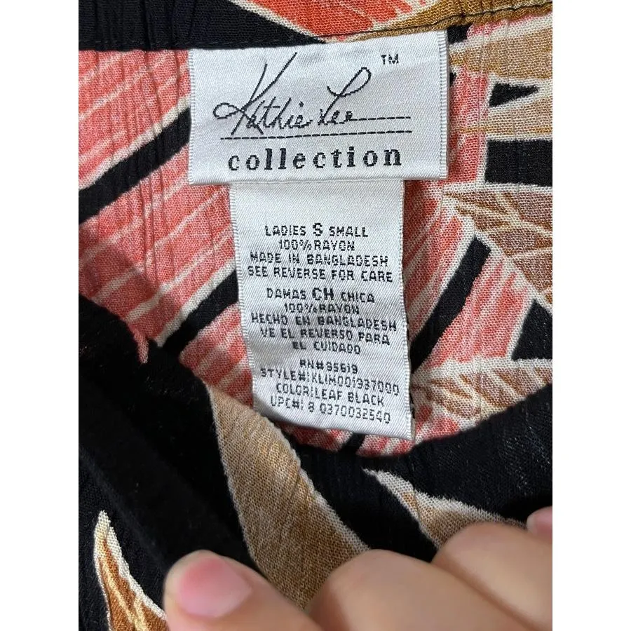 Kathie Lee Collection Skirt Womens Size S Black Leaf Print Vintage Maxi - Image 5