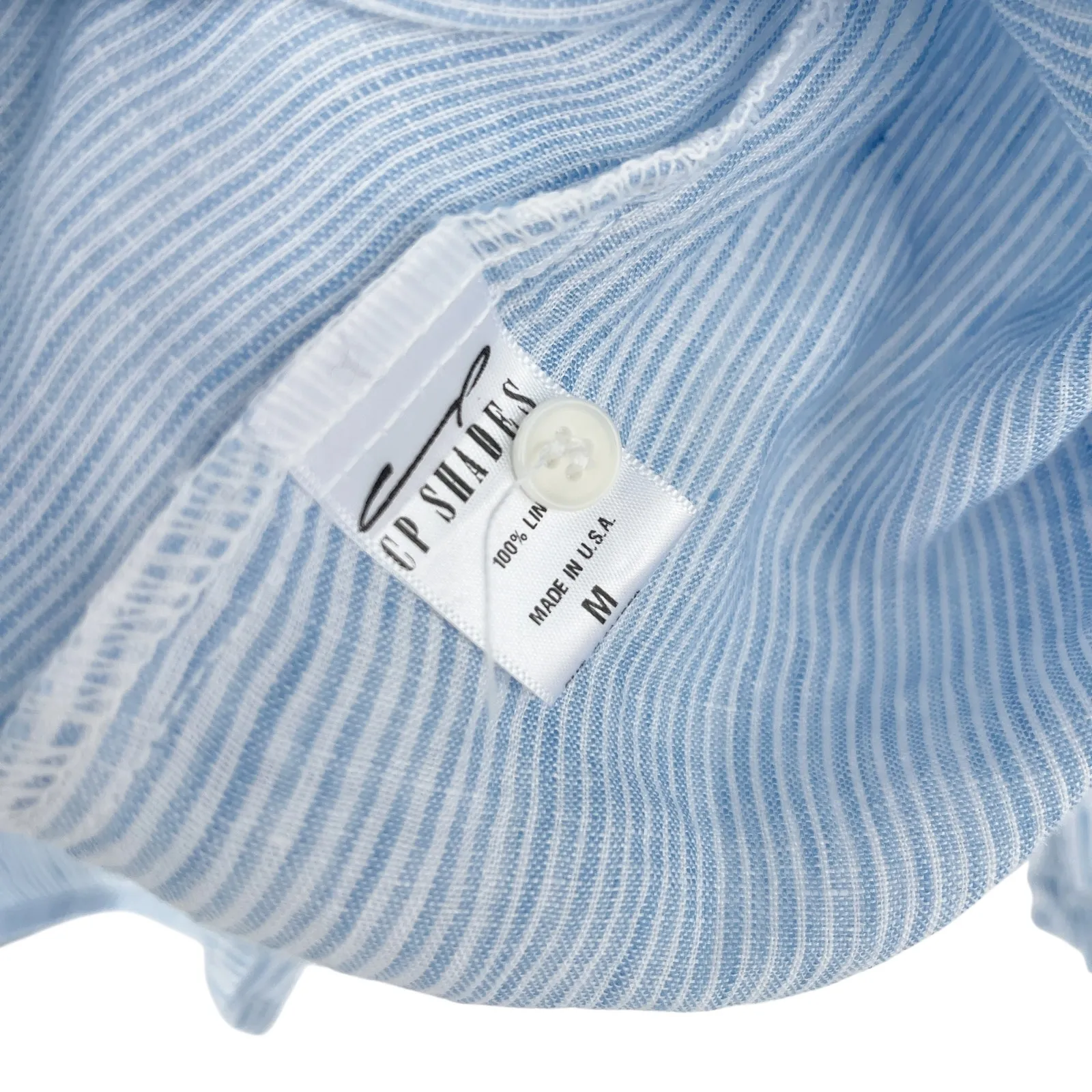CP Shades Linen Pinstripe Romy Button Down Shirt Top Blue White Size Medium - Image 6