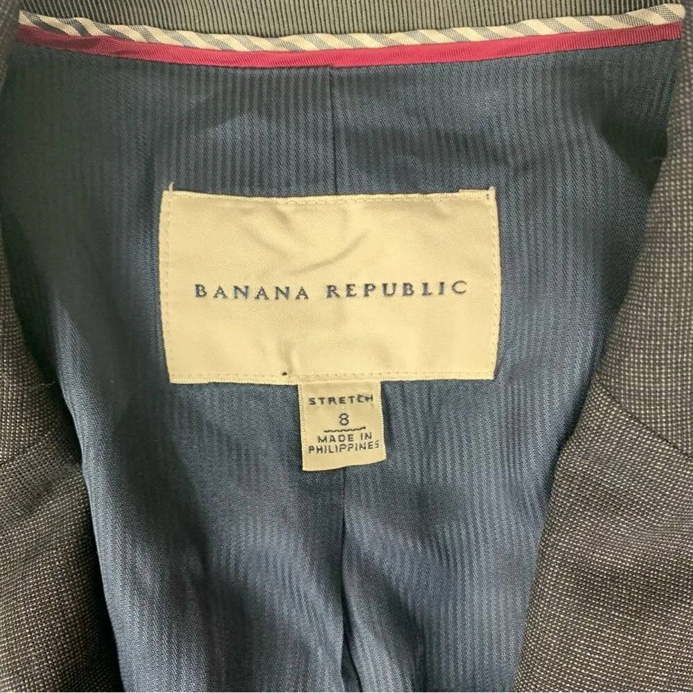 Banana Republic womens 8 wool blend blazer dark blue suit jacket business work - Image 3
