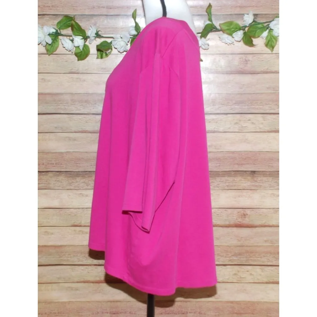 Liz&Me Pink Short Sleeve Knit Top Size 3X 26W 28W Stretch Rhinestone Mock Cami - Image 4