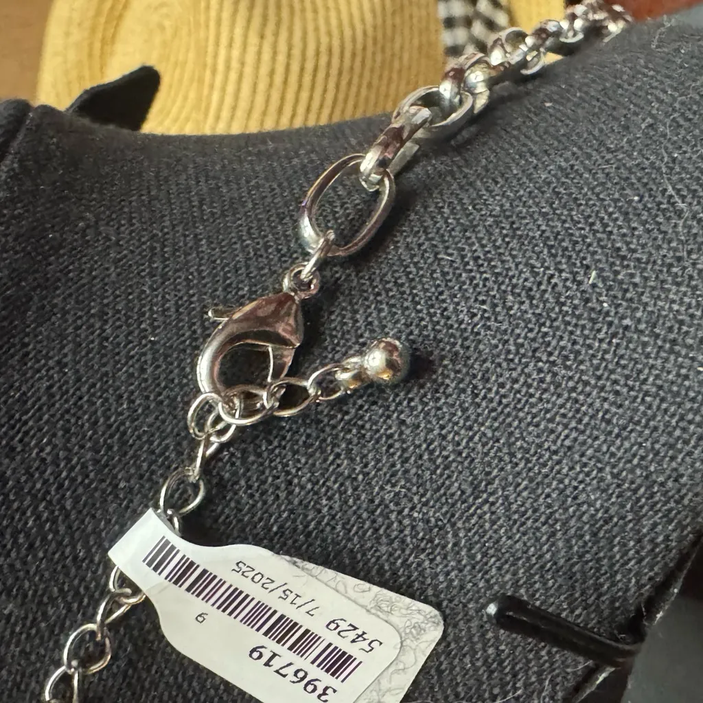 Stella & Dot floral bib Elodie necklace orange green Brown Clear Stones - Image 4