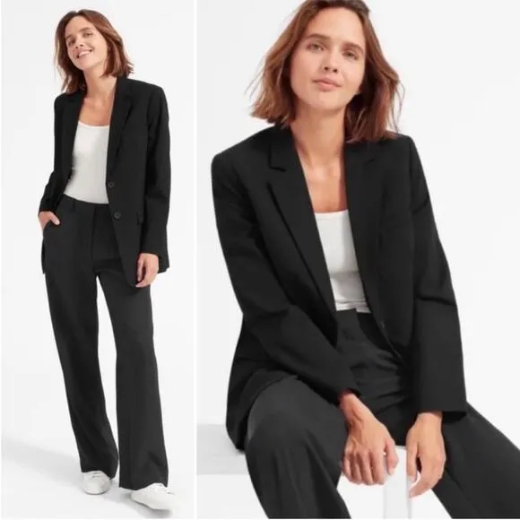 Everlane Italian wool double button blazer black Sz 0 - Image 2
