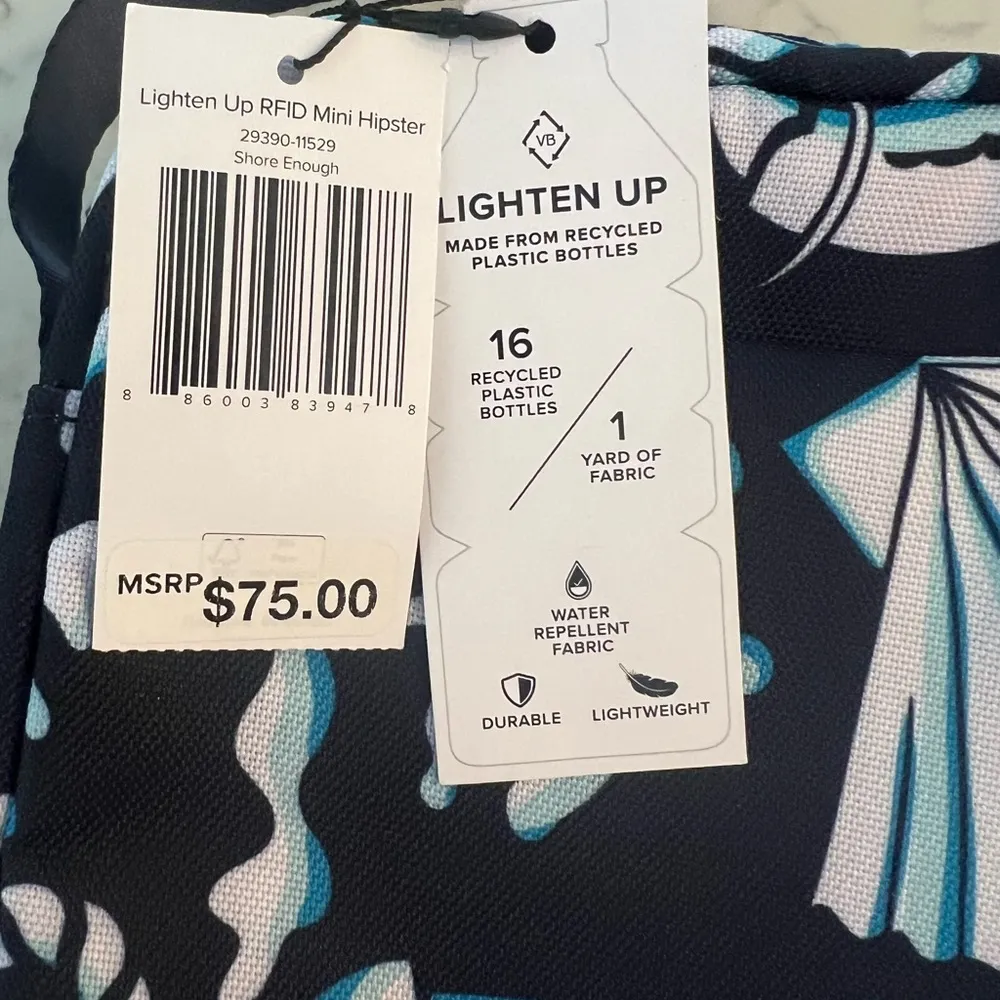 New Vera Bradley Lighten Up Mini Hipster Crossbody Bag Shore Enough Purse $75 - Image 7