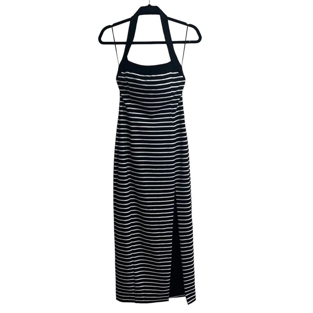 NEW NWT NICHOLAS Jane Contrast Square Neck Midi Dress In Black & Milk Stripe - Image 4