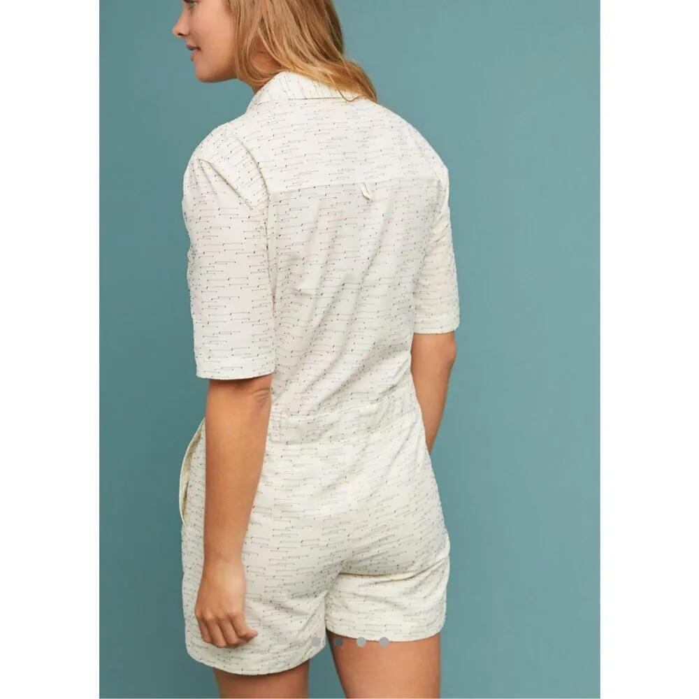 34N 118W Anthropologie Giana Utility Romper cream‎ size M NEW - Image 2