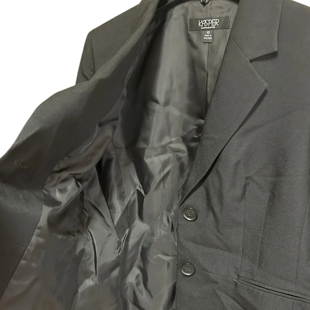 Kasper Blazer Size 10 Black Classic Workwear Career 2 Buttons lined NWT - Image 3
