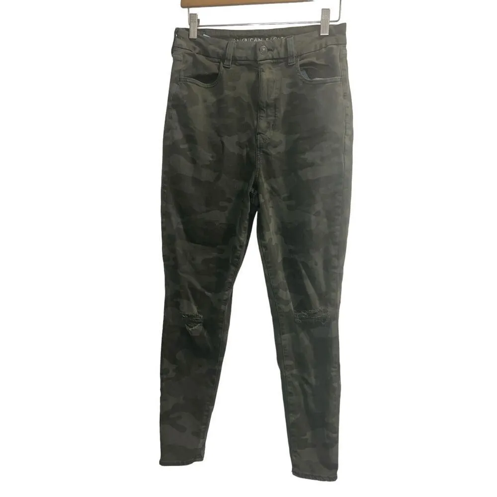 ✨American Eagle Curvy Super Hi-rise Jeggings Camo Print Distressed Sz 12R Jeans✨ - Image 4