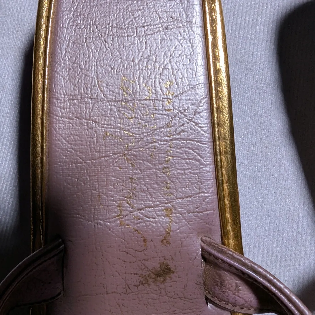 Vtg 1970s Lavender Metallic Faux Leather Embellished Wedge Slide Sandals Sz 6.5 Purple - Image 4