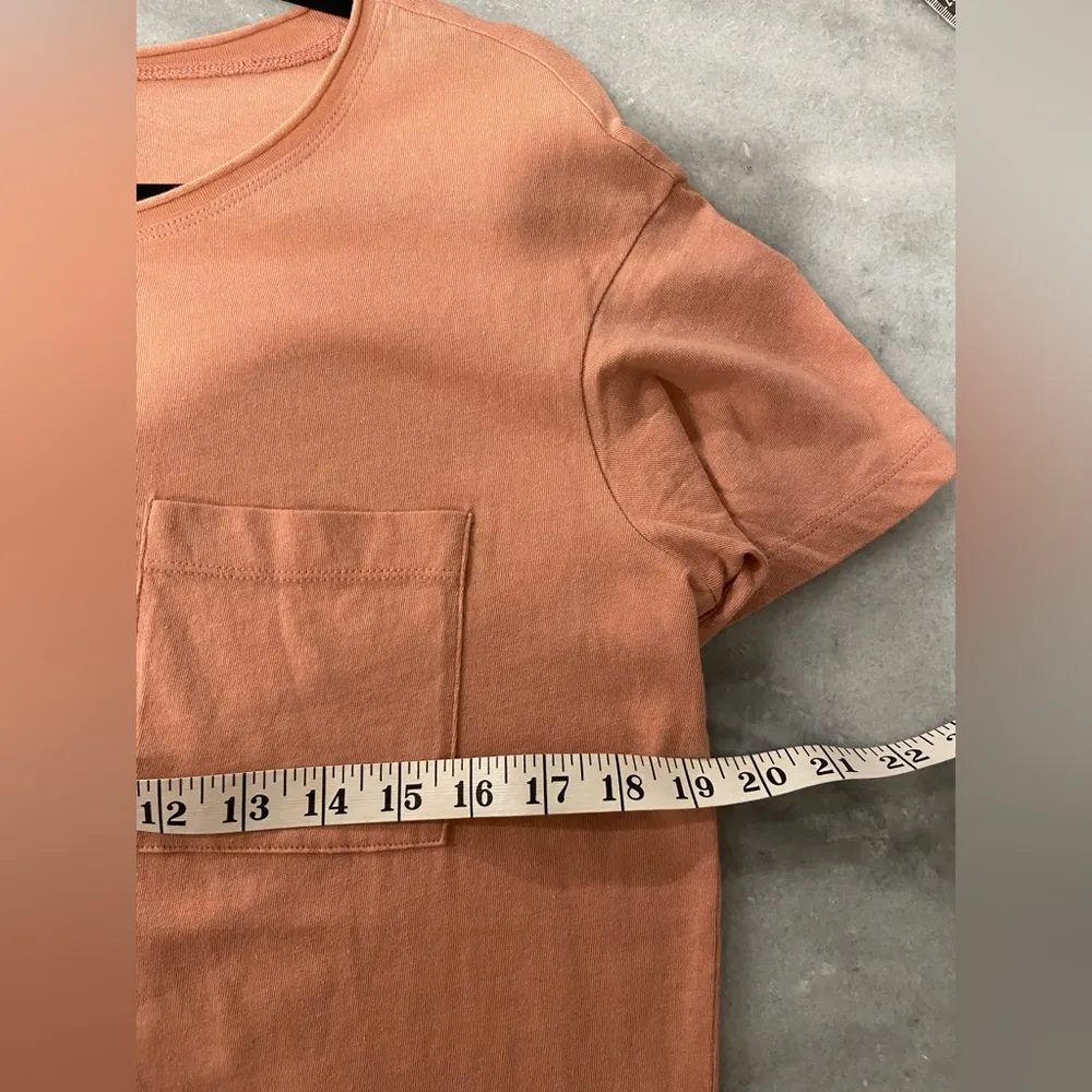 NWOT Madewell Size XS Pink Clay Short Sleeve Crew Split Hem Pocket Tee Shirt - Image 10