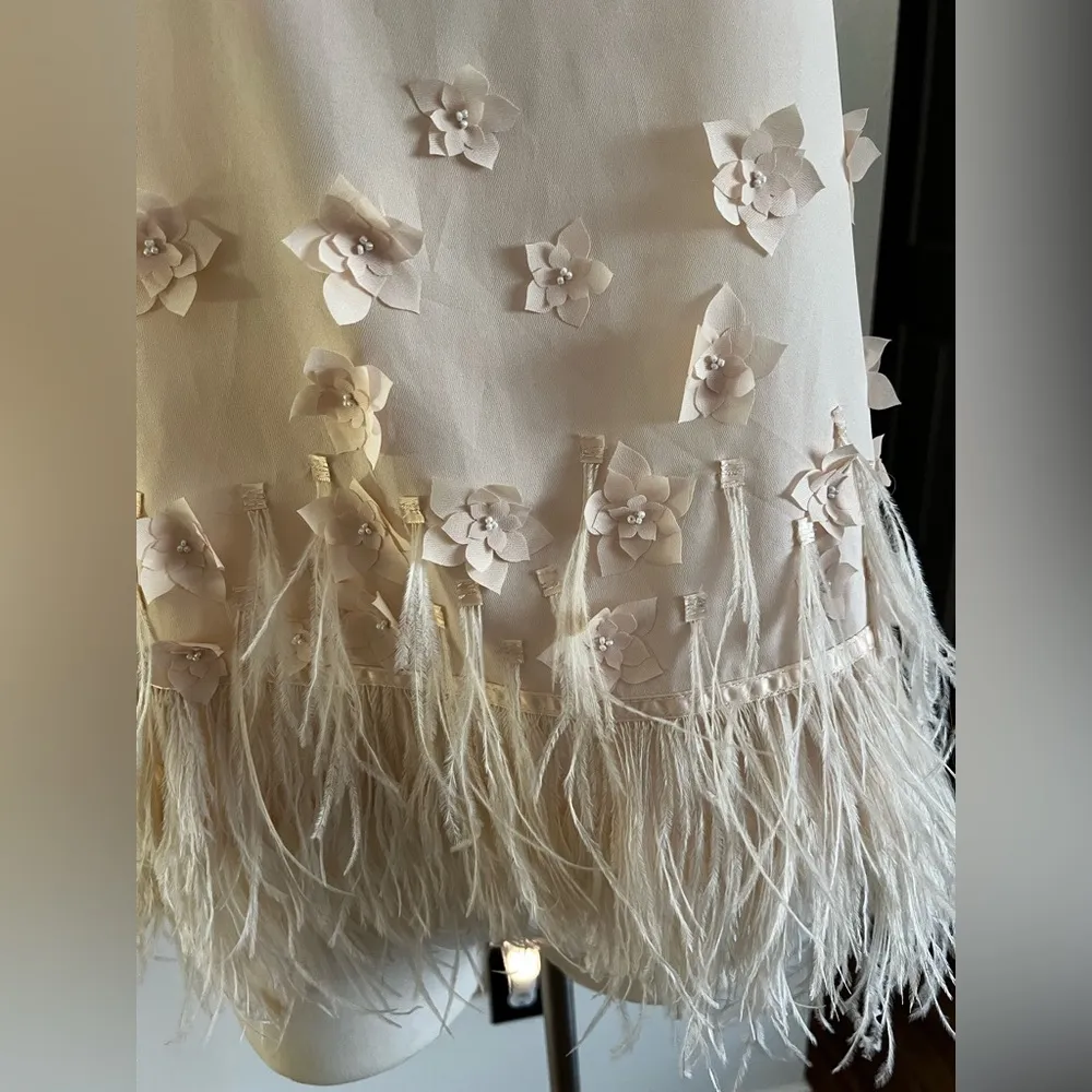 Anthropologie pale pink tank with pearl appliqué and feather detail.  Size M/L - Image 2