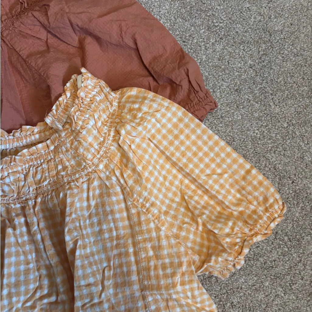 Bundle of 2 Free Assembly Orange & Yellow Gingham Puff Sleeve Tops Size XL - Image 4