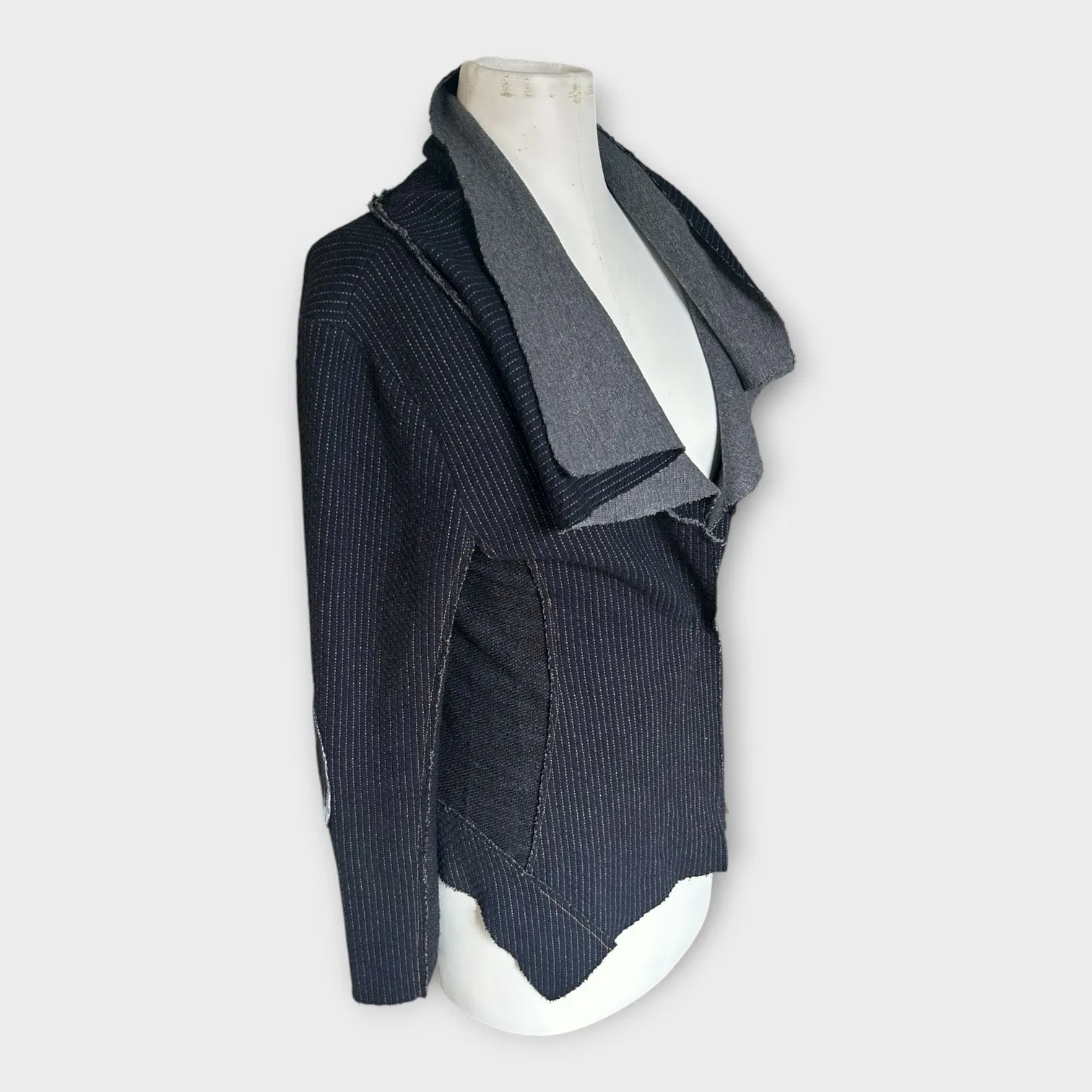 Aratta Silent Journey Drapey Asymmetrical Wrap Cardigan Navy Blue S Edgy Boho - Image 4