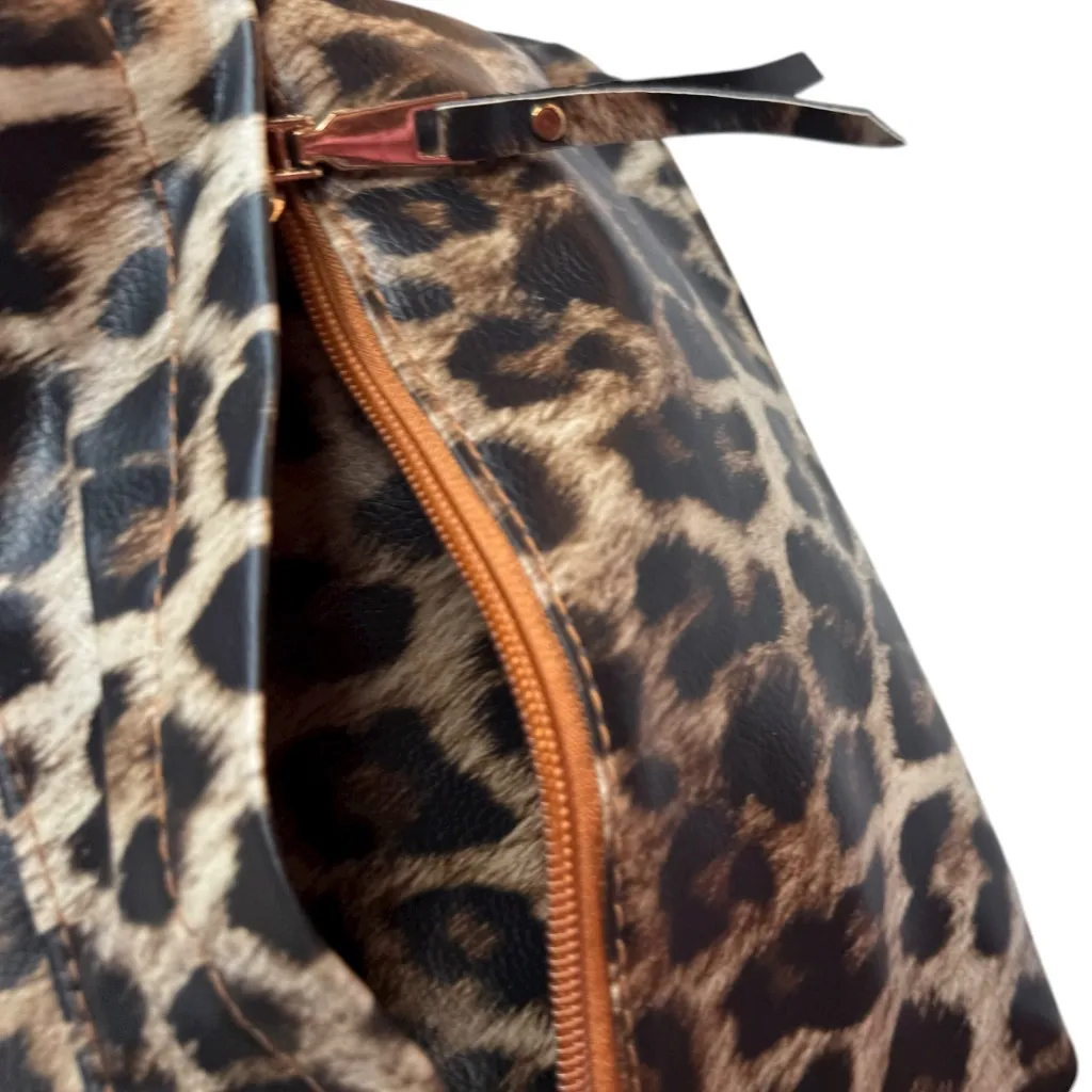 Leopard Print Backpack with Additional Strap‎ Black - Image 10