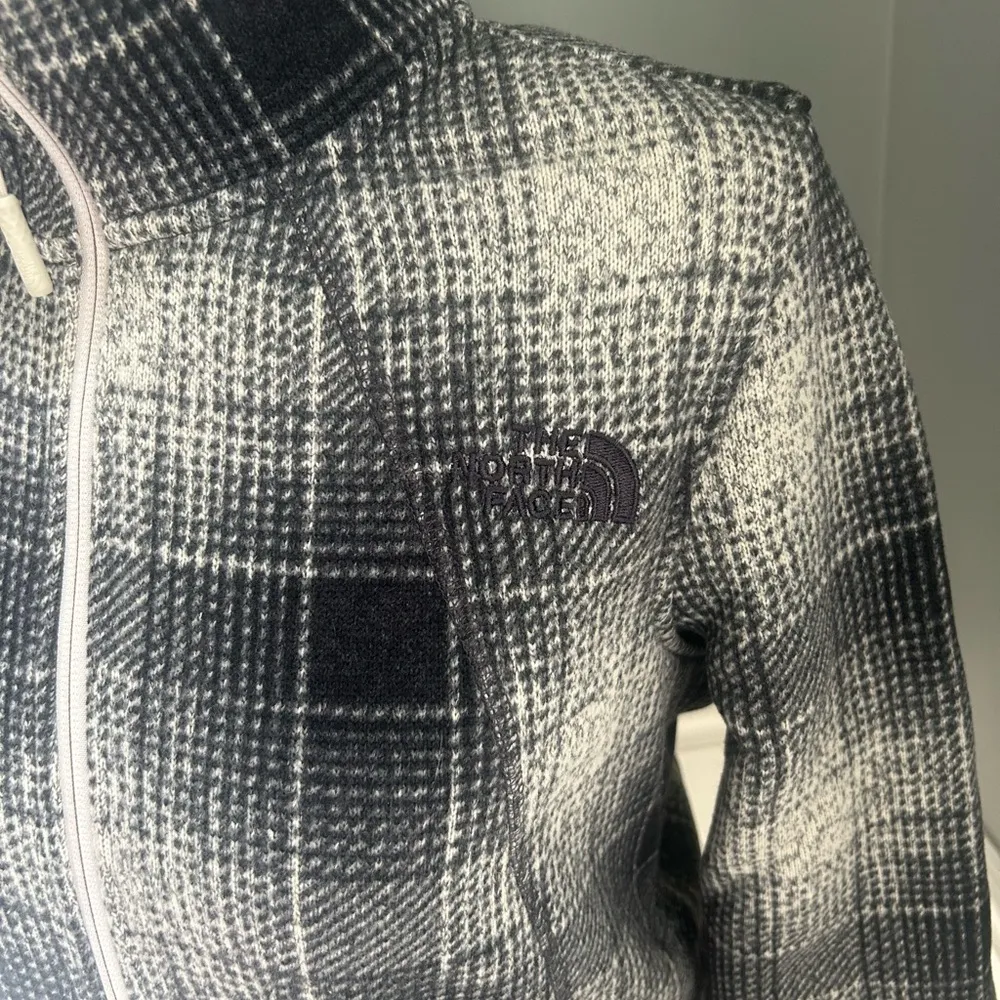 North Face Jacket Women’s Plaid Full Zip Up Sweater Fleece Large - Image 2