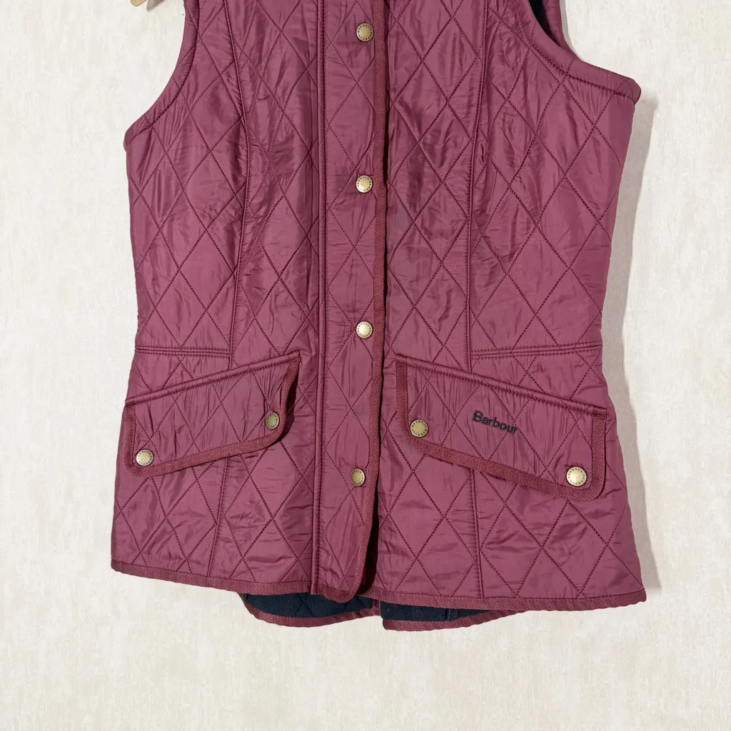 Barbour Women’s Cavalry Quilted Gilet Vest Full Zip Fleece Lined in Burgundy 8 - Image 5