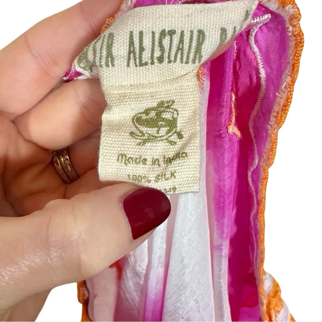 Sir Alistair Rai Goa 100% Silk Asymmetrical One Shoulder Caftan Kim Kardashian Pink Size M - Image 9