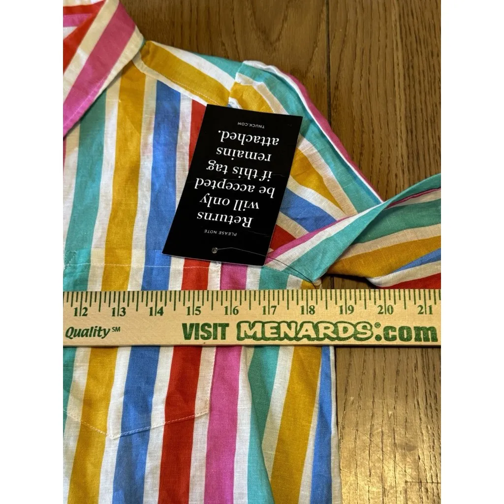 Tuckernuck Callahan Dress XS Rainbow Stripe Mini Dress size Cotton Linen Blend‎ - Image 3