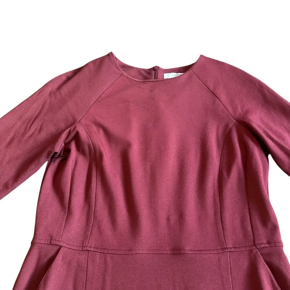 LK Bennett Liya Dress Cabernet Red Sheath Fitted 3/4 Sleeves Size 4 Women's - Image 4