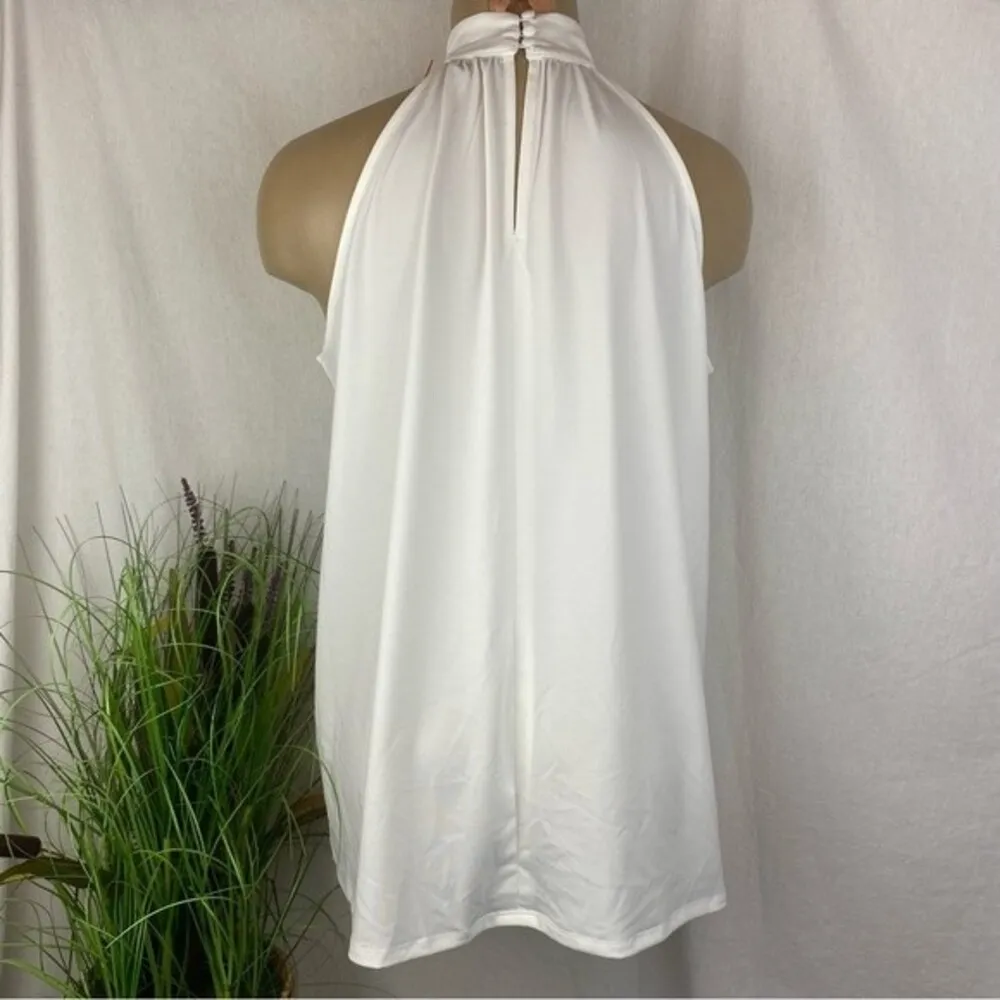 The Limited White Sleeveless Keyhole A Line Swing Light Weight Blouse NEW M - Image 3