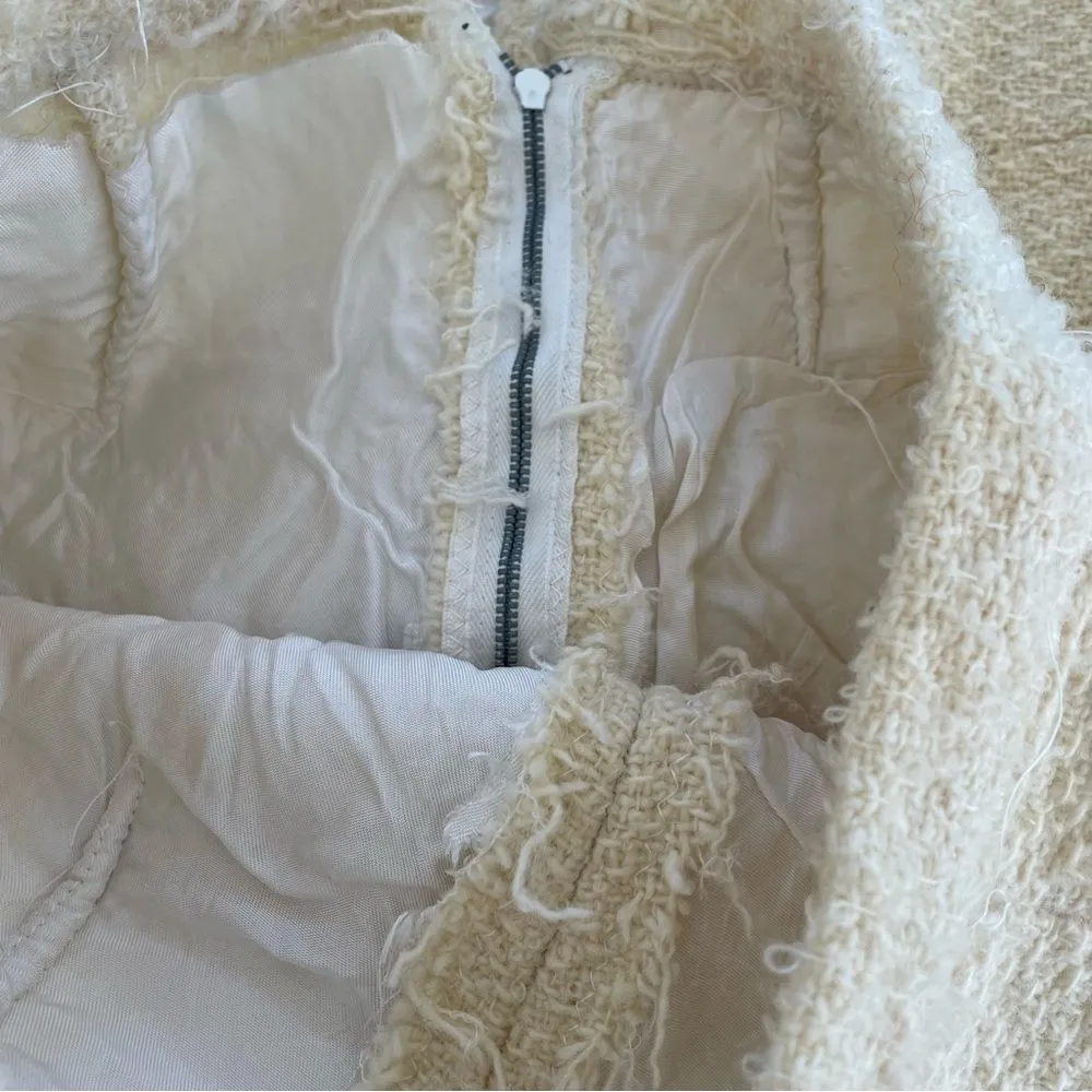 Vintage 60s  Jackie O Kennedy Skirt Suit Jacket Cream XS S - Image 11