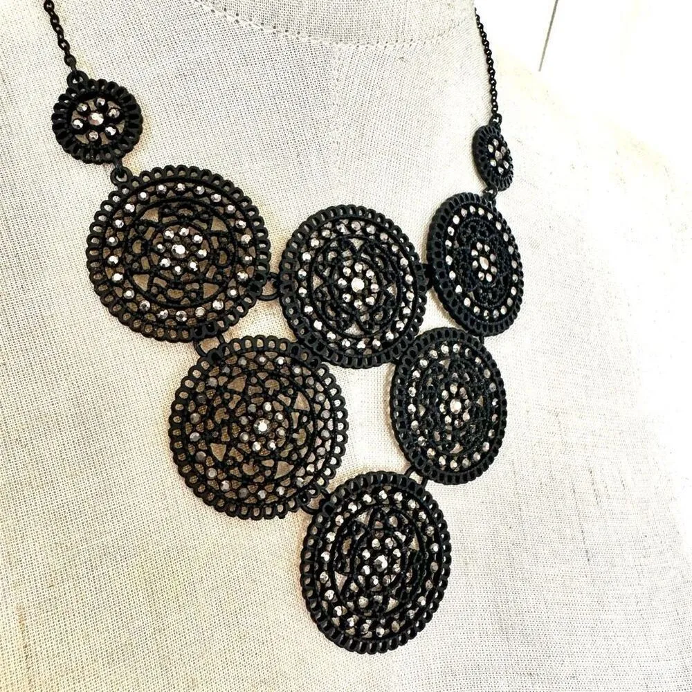 The Limited black circle rhinestone statement necklace - Image 9
