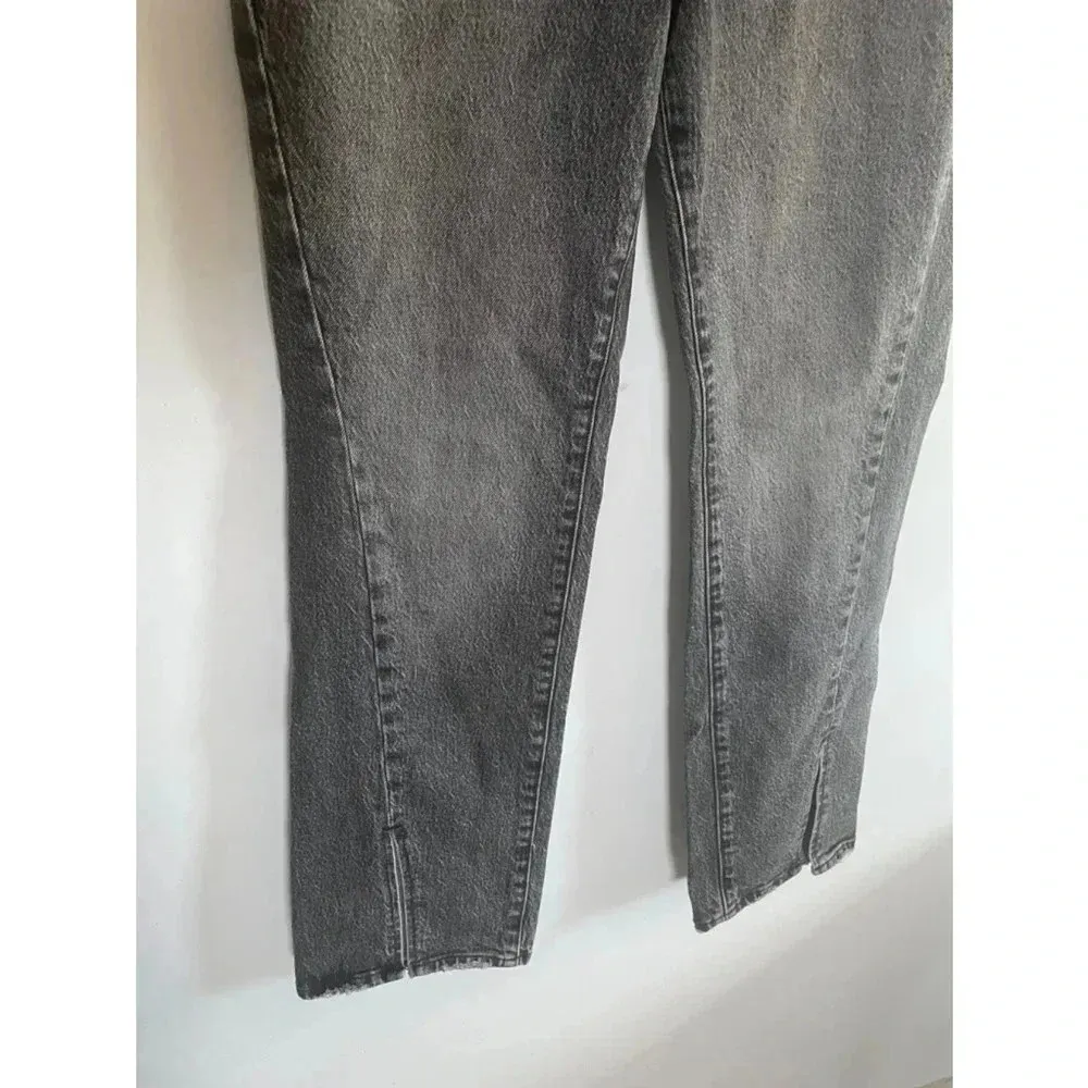 Good American 0/25 Good Curve Black Straight‎ Twist Front Slit Jeans Womens 0206 - Image 3