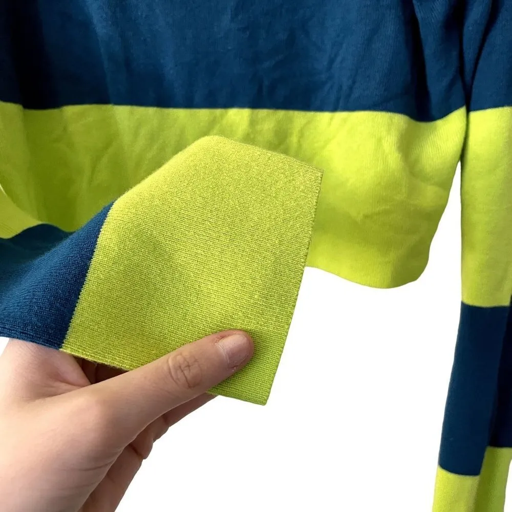 Victor Glemaud blue and green striped sweater long sleeved turtleneck top knit - Image 3