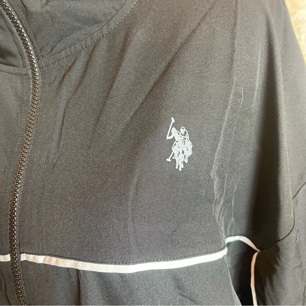 U.S. Polo Assn. Women’s athletic zip-up Track Jacket Mesh back Black Size L - Image 6