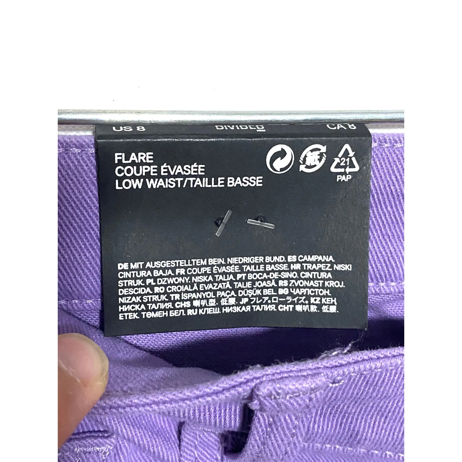 H&M Purple Pastel Jeans Flare Low Waist Denim Womens 8 Stretch Spring Boho NWT - Image 5