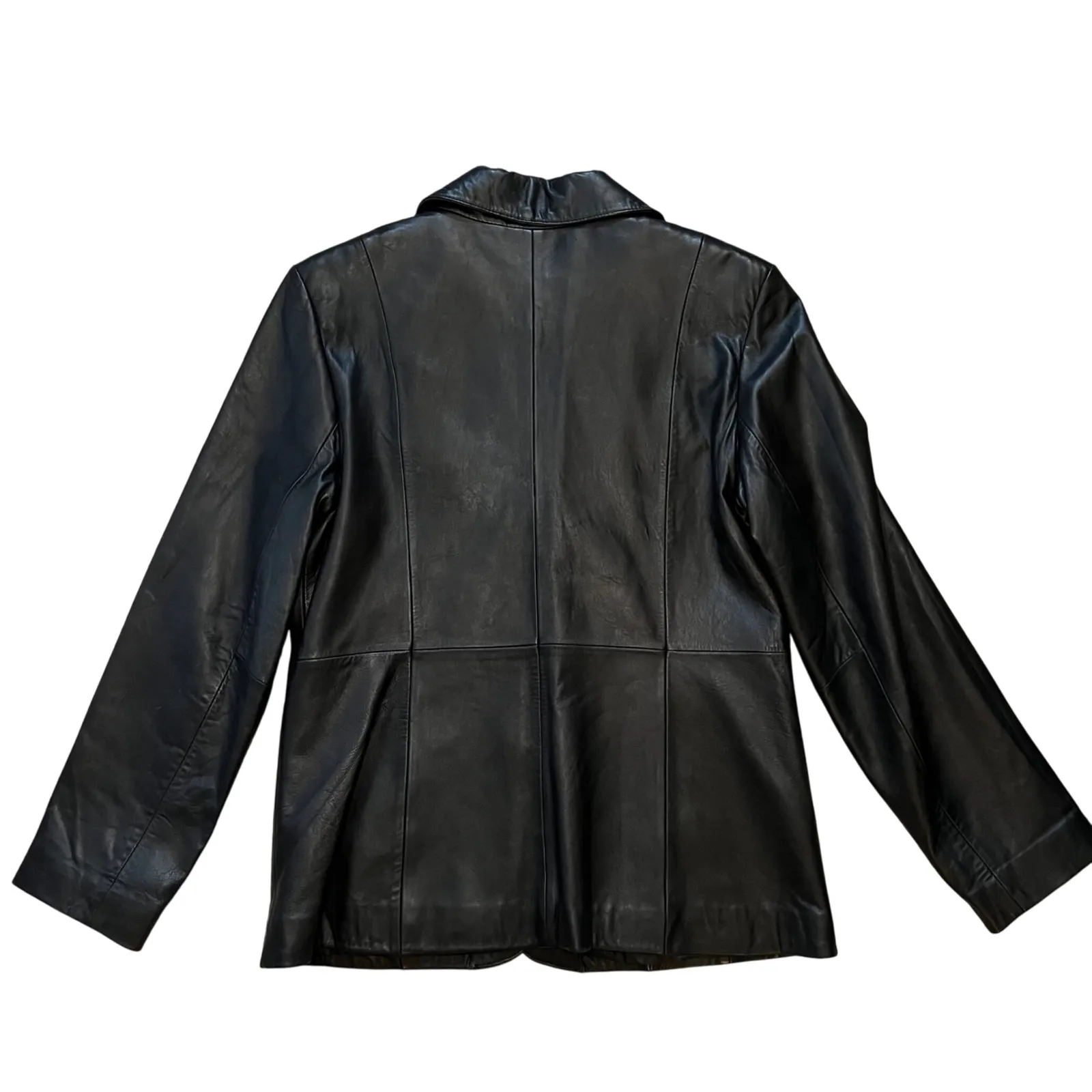 VTG 90s Siena Leather Jacket Womens 12 Black Soft Leather Button
Down Biker y2k - Image 9