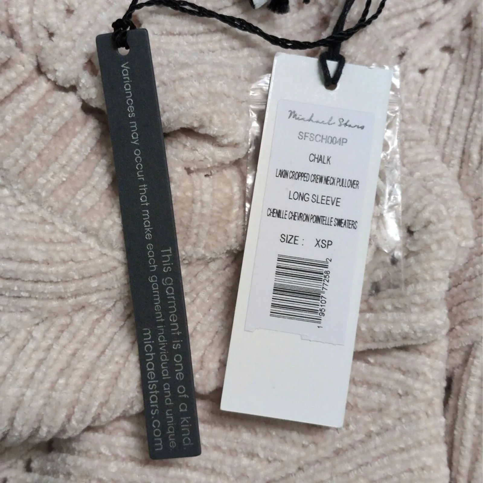 NWT Michael Stars Lakin Cropped Chevron Pullover Sweater XSP Nude Chenille - Image 8