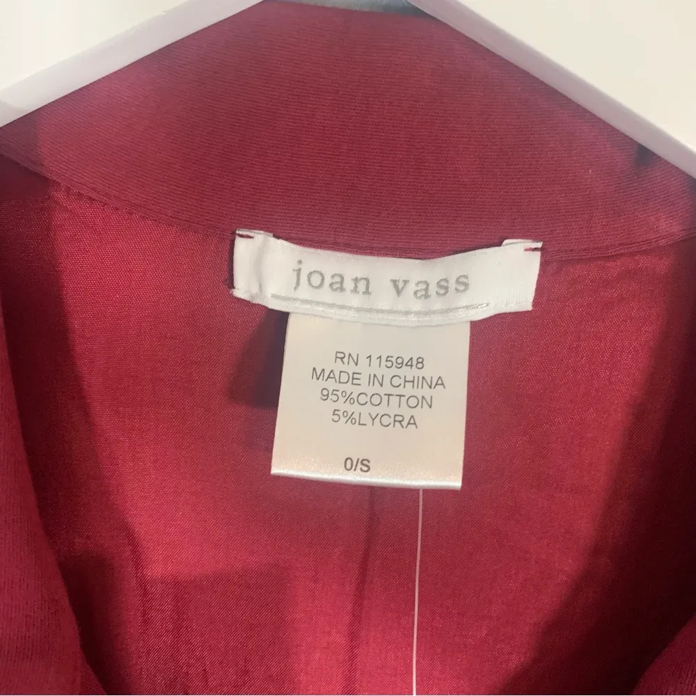 Joan Vass Dress Burgundy Size 0/S Ladies 3/4 sleeve pockets - Image 5