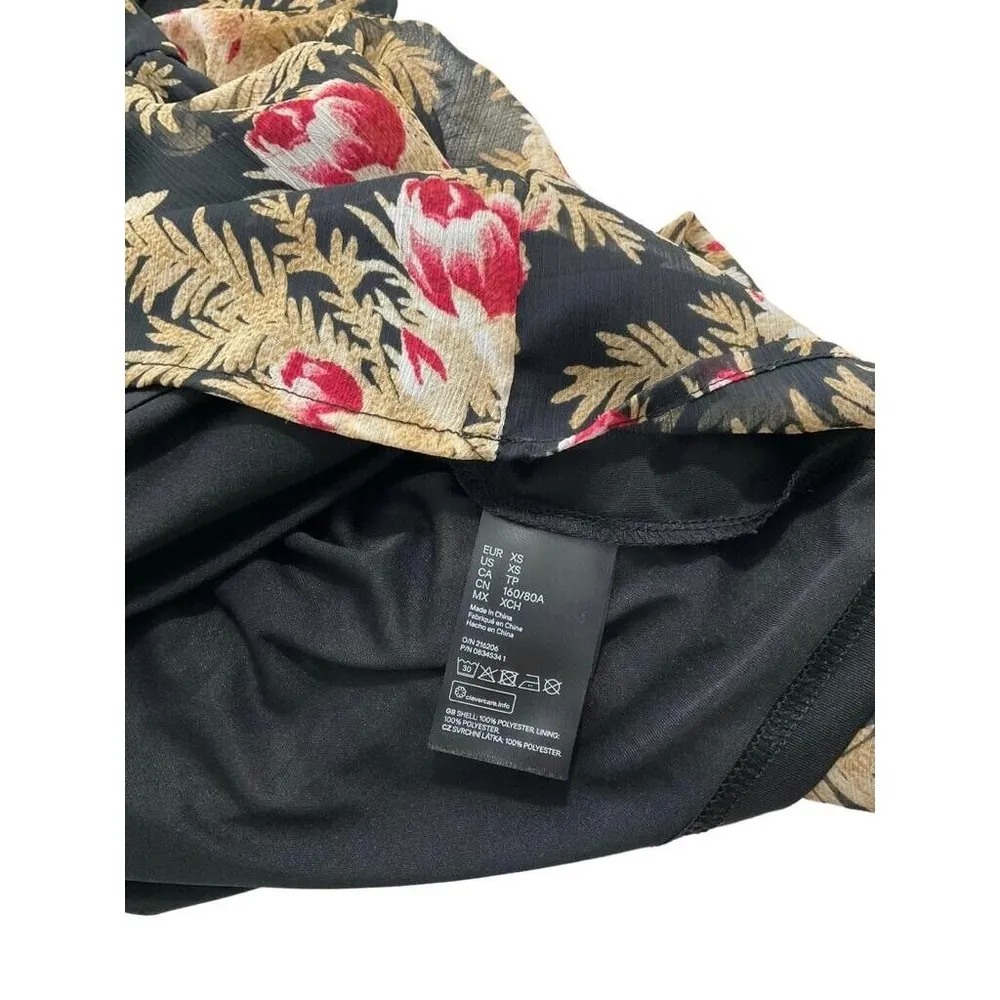 H&M Women Size XS Floral Flowy Dress Long Sleeve 12-492 - Image 8