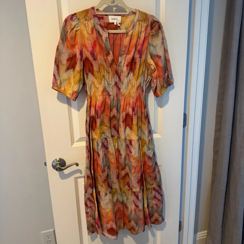 ba&sh Annissa V-Neck Short Sleeved Midi Dress | S - Image 2