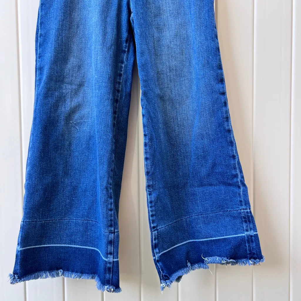 Free People High Rise‎ Wide Leg Blue Denim Cotton Blend Jeans sz 28 - Image 4