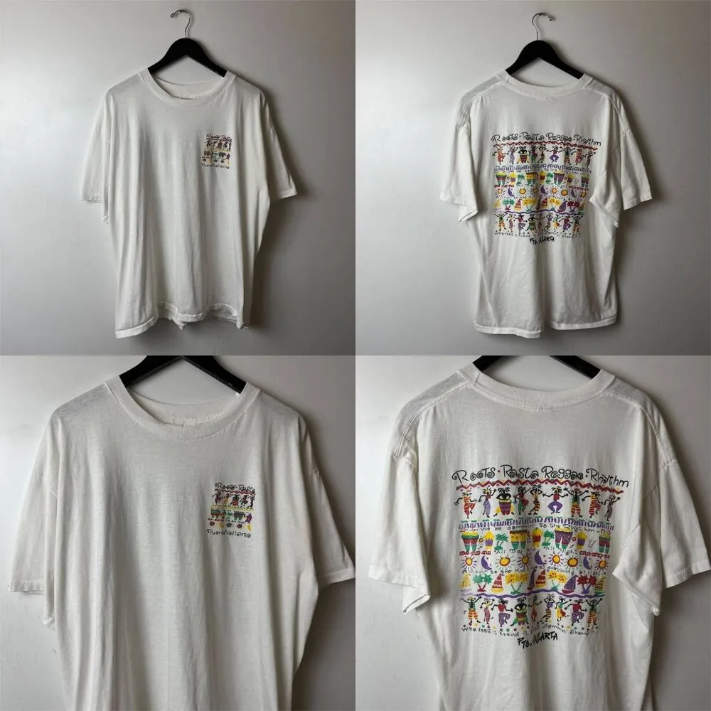 Vintage 90s Puerto Vallarta Roots Rasta T Shirt White Extra Large XL Reggae Men - Image 14