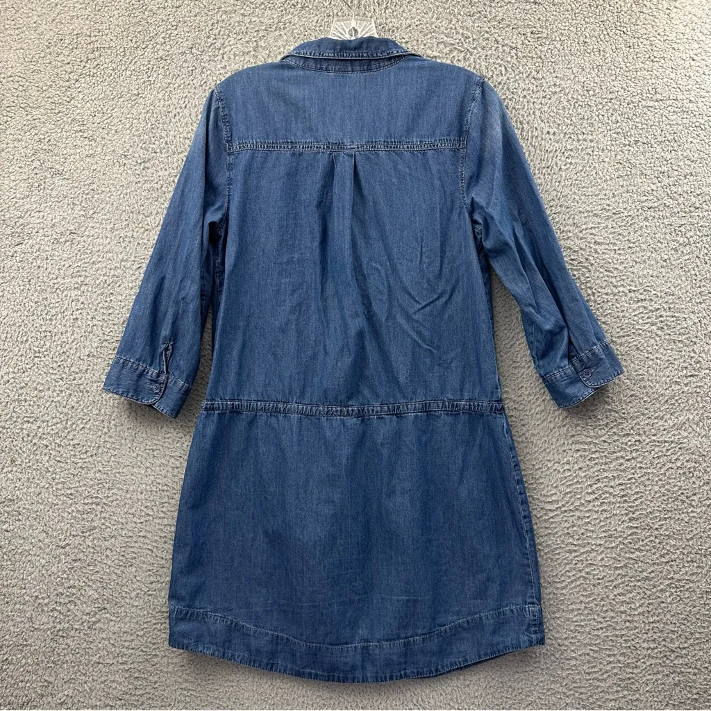 Y2K Old Navy Chambray Shirt Utility Dress Button Up Preppy Casual Travel Wmn S‎ - Image 2