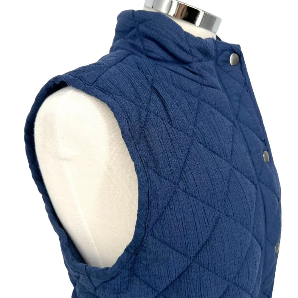 Market & Spruce Diamond Quilted Sleeveless Vest Navy Blue Size Small NWT - Image 3