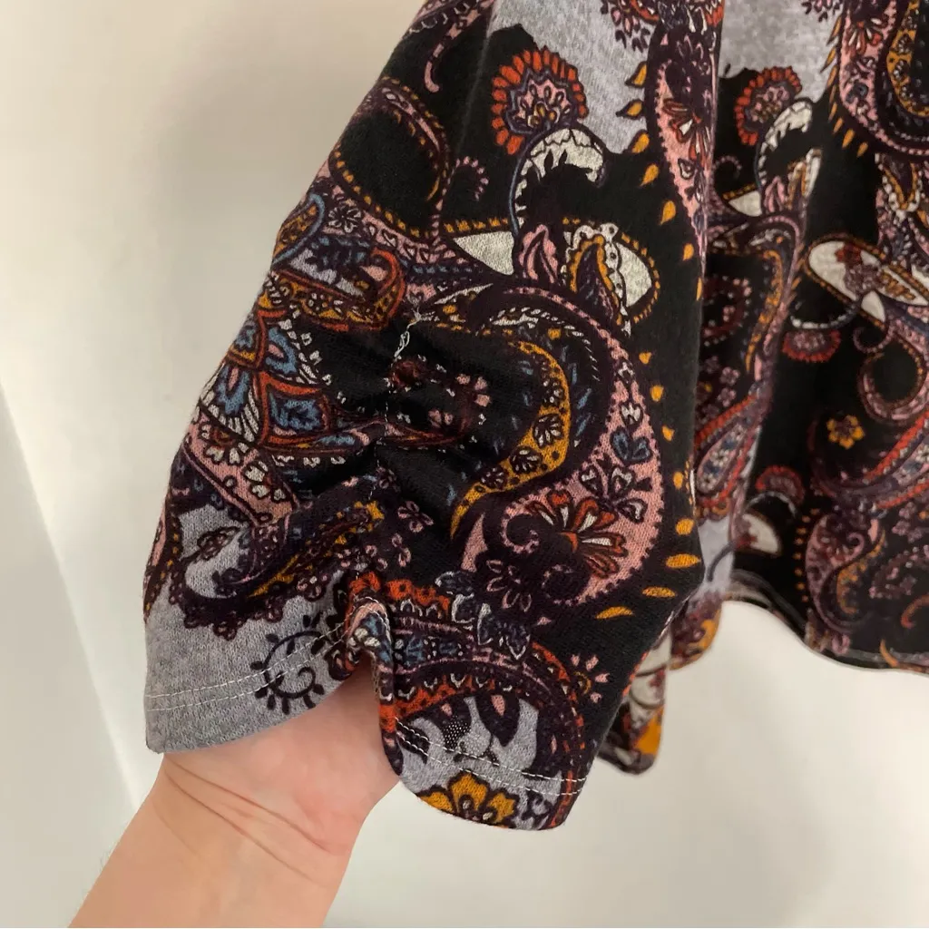 NEW NWT ZAC RACHEL Plus Size Gray Black Purple Paisley 3/4 Sleeve Boho Tunic Top - Image 7