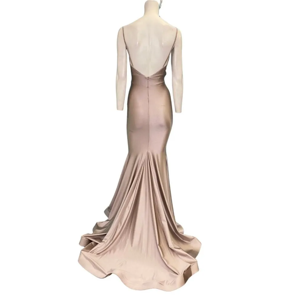 Jessica Angel 347 Open Back V-neck Maxi Gown Blush Size XS NWT - Image 2