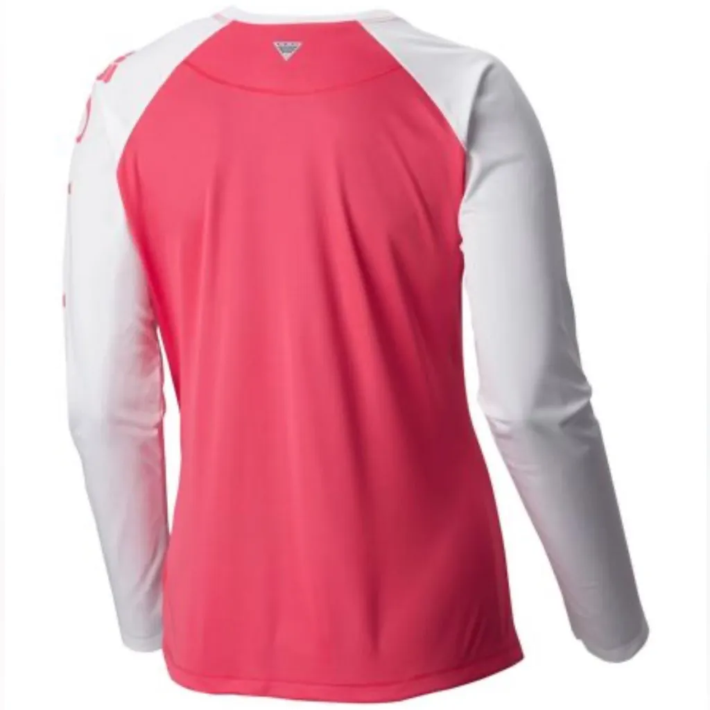 Columbia PFG Tidal II Long Sleeve T-Shirt Pink White M - Image 2